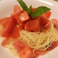 あずちもも's cooksnap of when they made 生ハムとバジルトマトの冷製パスタ.