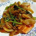 chiyo-co's cooksnap of when they made 鮭のムニエル　麺つゆバター野菜のせ.