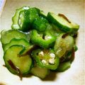 おかけこ's cooksnap of when they made 和えて簡単♪キュウリとオクラの昆布和え.