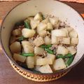 ノワコ's cooksnap of when they made 大根と鶏挽肉とグリンピース♪ご飯にのせて.