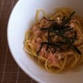 ubusuke's cooksnap of when they made クリーミー豆乳たらこパスタ.