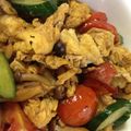 mokoasis's cooksnap of when they made トマト・キュウリ・卵でササッと炒めもの.