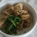 smilerody's cooksnap of when they made 豚ロース薄切り肉とほうれん草の豚丼.
