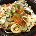 fukudoru's cooksnap of when they made ウインナー・トマト・茄子のオリーブパスタ.
