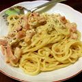 LoveVegas's cooksnap of when they made ベーコンとホウレン草の粒マスタードパスタ.