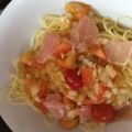 ♪♪♪ぷりん♪♪♪'s cooksnap of when they made トマトと生ハムのさっぱり冷製パスタ.