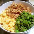 amine1205's cooksnap of when they made ＊枝豆の＊三色丼＊.