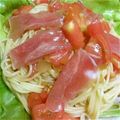 yotsuba＊'s cooksnap of when they made トマトと生ハムのさっぱり冷製パスタ.