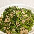 春馬のパパ's cooksnap of when they made ♪空芯菜と挽き肉のにんにく炒め♪.