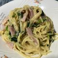 姉さん's cooksnap of when they made ほうれん草とベーコンのクリームパスタ.