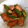 しぃ～ちゃん's cooksnap of when they made ✿オクラと魚肉ソーセージのマヨ醤油炒め✿.