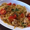 わりを's cooksnap of when they made 鶏ハムと水菜のトマトスパ.