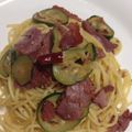 n＆k's cooksnap of when they made ベーコンとズッキーニとプチトマトのパスタ.