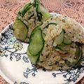 YUKIKI☆'s cooksnap of when they made 夏バテ防止♪梅ときゅうりの酢飯おにぎり.