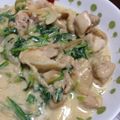 お市22's cooksnap of when they made 小松菜とチキンのクリーム煮.