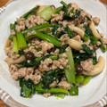 chaiko５'s cooksnap of when they made 小松菜と鶏挽肉の炒め物.