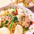 meiplu's cooksnap of when they made バーニャカウダな豚バラかぶパスタ.