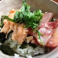 きゃつのキッチン's cooksnap of when they made マグロ漬けとサーモン丼.