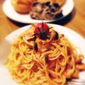 Reimond's cooksnap of when they made ベーコンとしめじのトマトクリームパスタ.