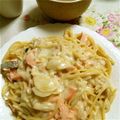 ちい母's cooksnap of when they made 秋鮭♡サーモンとキノコのクリームパスタ.
