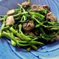 トクライ's cooksnap of when they made 砂肝と空芯菜（エンサイ）のサッと炒め.