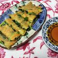 ponnko's cooksnap of when they made ニラとじゃが芋のもちもちチヂミ。タレ3種.