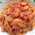 リリーモモヒメ☆'s cooksnap of when they made エビのトマト豆乳クリームパスタ.