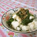赤い電話's cooksnap of when they made 脳活性化！モロヘイヤと豆腐のしそドレ和え.