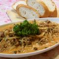 桃屋誰's cooksnap of when they made 焼肉のタレで？！ビーフストロガノフ！.