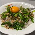 ようよ's cooksnap of when they made ひき肉とニラの簡単スタミナ丼.