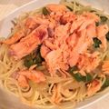魚占お一人様's cooksnap of when they made 秋鮭で和風パスタ。.