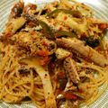 ミセス♡ エス's cooksnap of when they made 赤ピーソースで♪秋刀魚エリンギ๑パスタ.