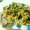 犬田さん's cooksnap of when they made 豚肉、ナス、ピーマンの甘辛ソースパスタ.