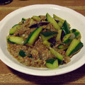 nokonta's cooksnap of when they made 茄子と胡瓜のひき肉炒め.