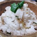 ｸﾏﾘｴ's cooksnap of when they made ♦長芋とじゃこの炊き込みご飯三つ葉添え♦.