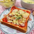 在宅勤務のおじさん's cooksnap of when they made キャベツとウインナのピザトースト.