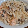 YUKOyukoY's cooksnap of when they made 鮭ときのこのクリームパスタ.