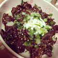ペコペコー's cooksnap of when they made 釜玉肉うどん.