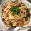 雪_時雨's cooksnap of when they made 蓮根と椎茸の和風パスタ.
