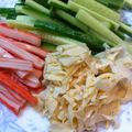 雪だるまんじゅう's cooksnap of when they made 乾燥湯葉ときゅうりカニかまのごまだれ味.