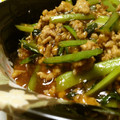 あんべみ's cooksnap of when they made 黒酢で❀小松菜と挽肉のオイソイソー酢炒め.