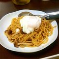 猫目たま's cooksnap of when they made ツナとキノコのパスタ温玉乗せ.