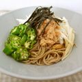 ローズレース's cooksnap of when they made オクラとろろツナ蕎麦♪夏.