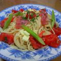 minmin!'s cooksnap of when they made 生ハムとトマトの冷製パスタ.