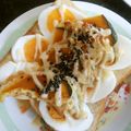レモンジャ's cooksnap of when they made 南瓜天と茹で卵と塩昆布のトースト.