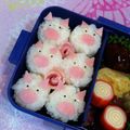 うっちゃん❤'s cooksnap of when they made 簡単キャラ弁!!俵おにぎりdeぶたさん.