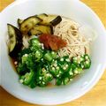 omiso's cooksnap of when they made 焼き茄子とオクラのぶっかけそうめん.