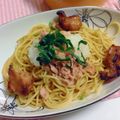 Moeno★'s cooksnap of when they made グリルチキンのおろしそパスタ.