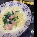 59elco's cooksnap of when they made 鮭とほうれんそうの豆乳パスタ★.