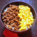 がちャぴんとむッく's cooksnap of when they made ☆鶏そぼろ丼☆色鮮やか三色丼☆甘辛☆.